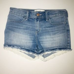 Abercrombie Kids FRINGED LACE Denim Shorts 13/14